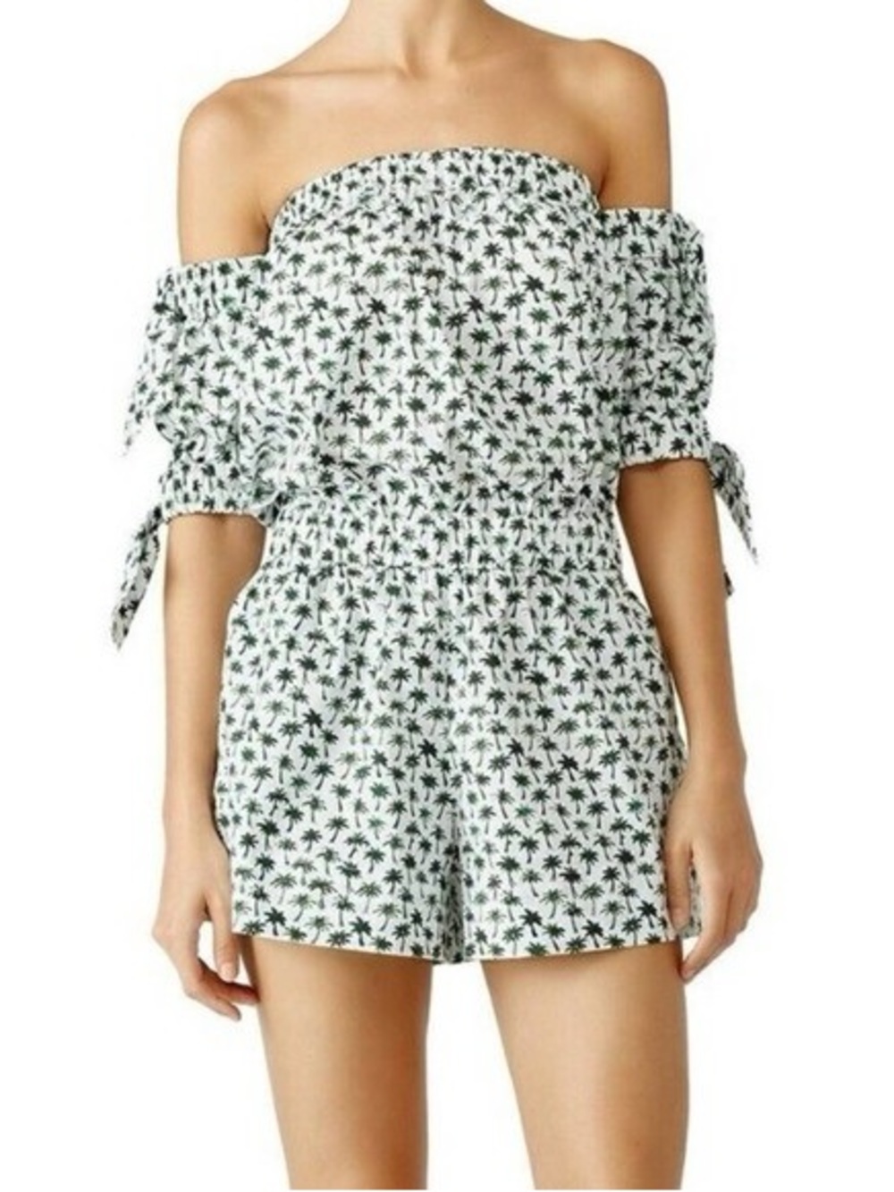 Milly Zoey Palm tree Green White Romper Size 2